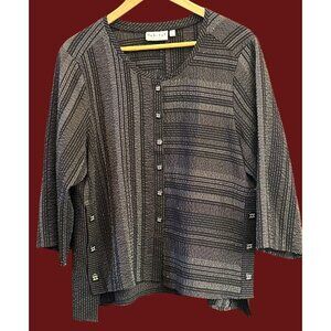 Habitat Black White Geometric Print Button Blouse Minimalist Modern XL Relaxed